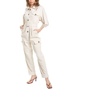 DIVINE HERITAGE Linen Cotton Blend Jumpsuit Size Medium‎ Utility NO BELT